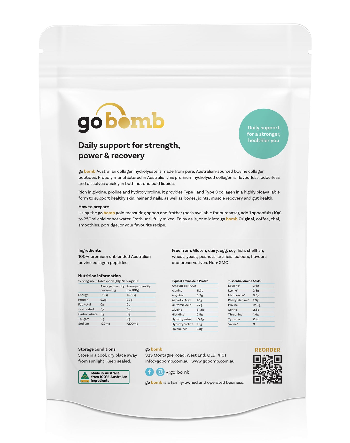 GoBomb Pure Australian Collagen Protein 600gm